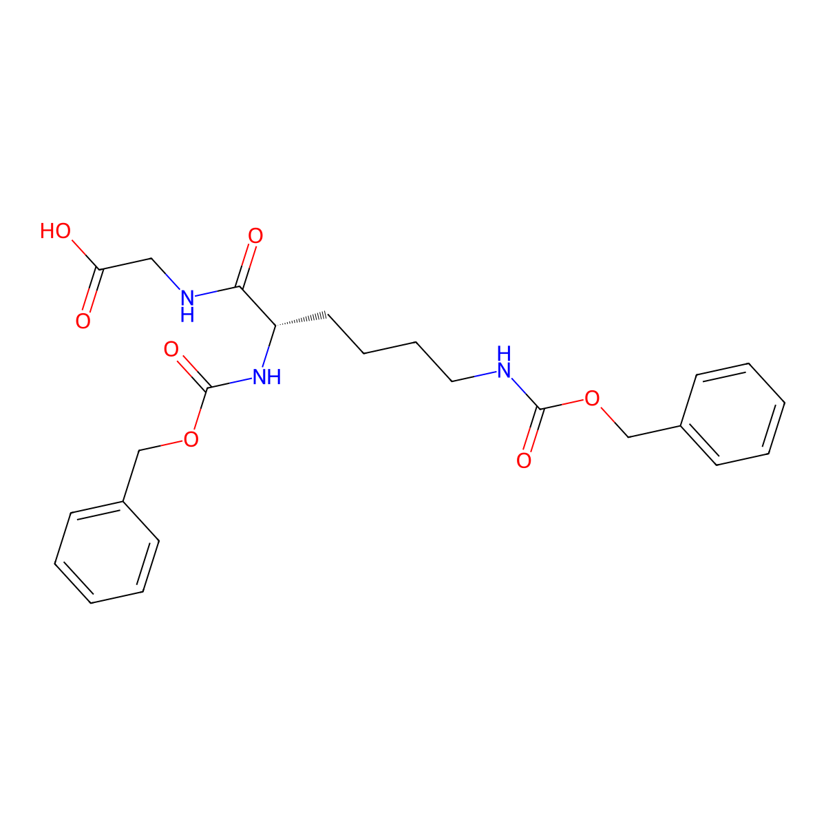 Nalpha,Nepsilon-Dibenzyloxycarbonyl-L-lysylglycine molecular structure, CAS 37941-54-1