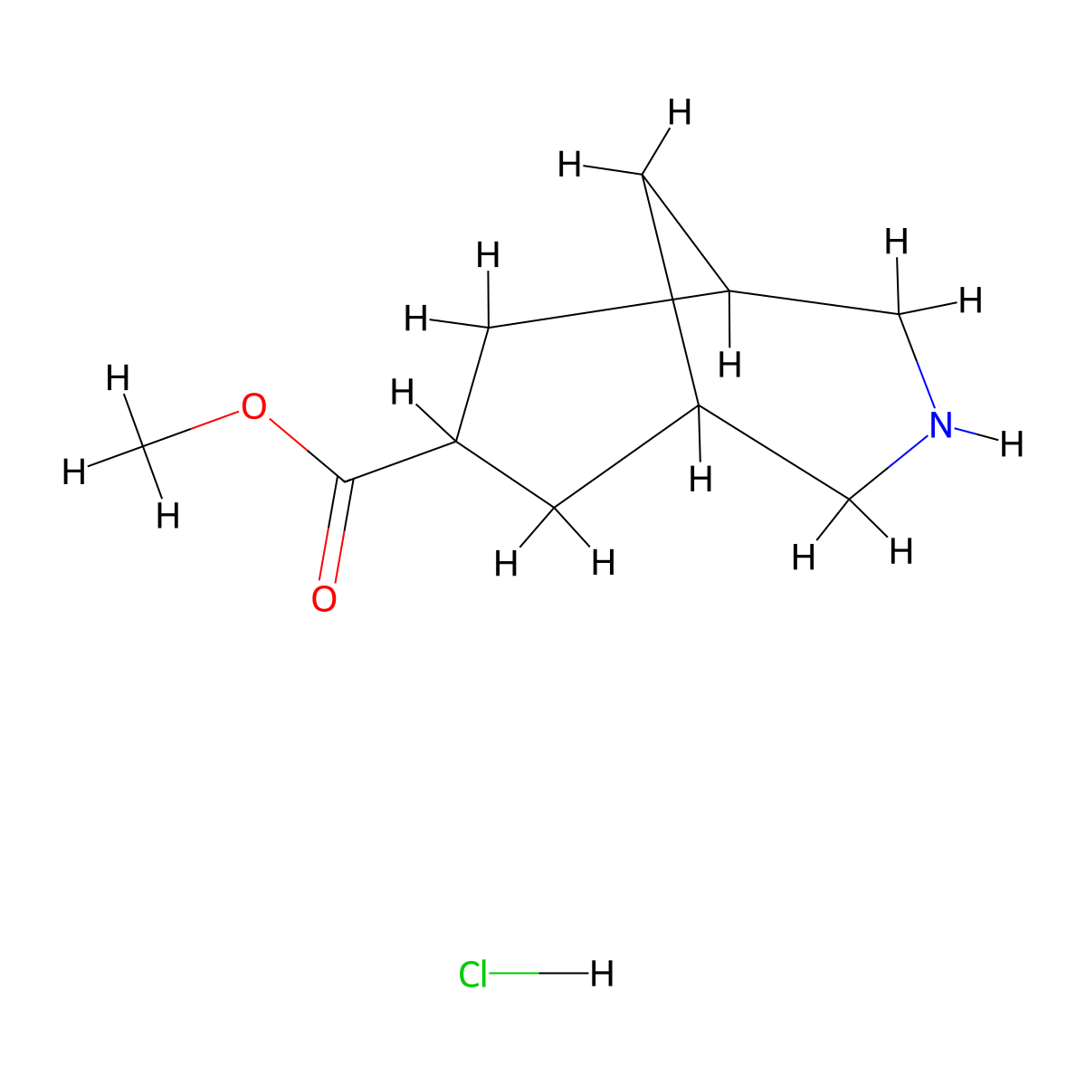 Methyl 3-azabicyclo[3.3.1]nonane-7-carboxylate hydrochloride molecular structure, CAS 37943-67-2
