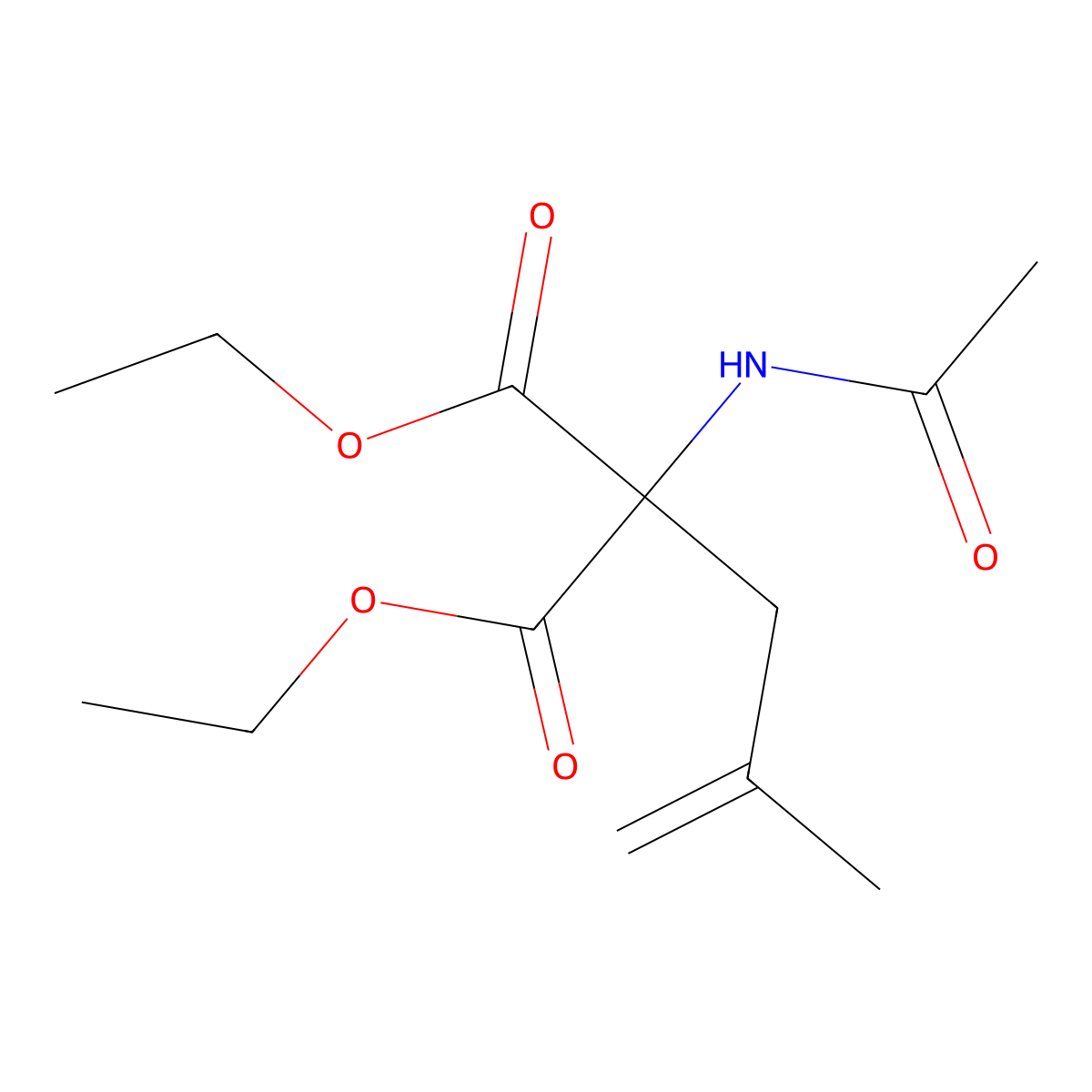 Diethyl acetamido(2-methylprop-2-en-1-yl)propanedioate molecular structure, CAS 37944-29-9