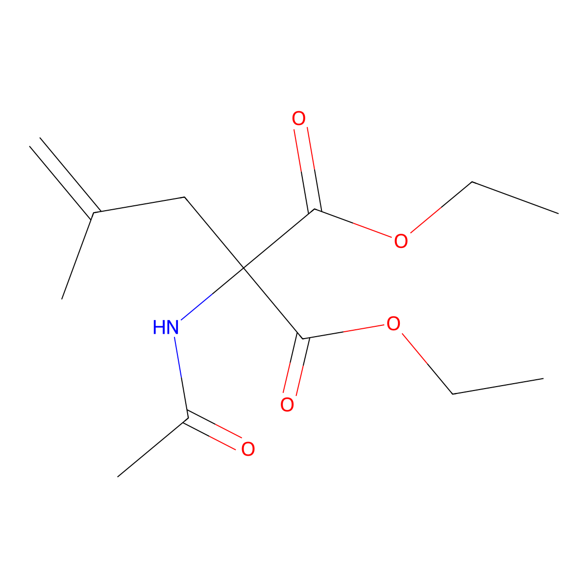 Diethyl acetamido(2-methylprop-2-en-1-yl)propanedioate molecular structure, CAS 37944-29-9