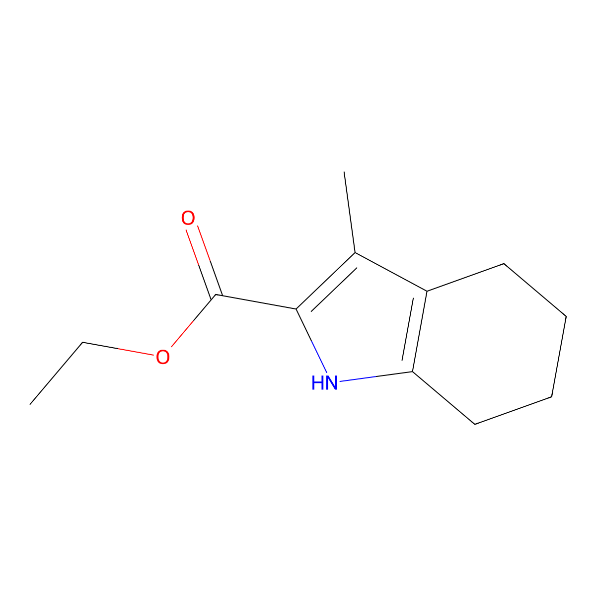 Ethyl 3-methyl-4,5,6,7-tetrahydro-1H-indole-2-carboxylate molecular structure, CAS 37945-37-2