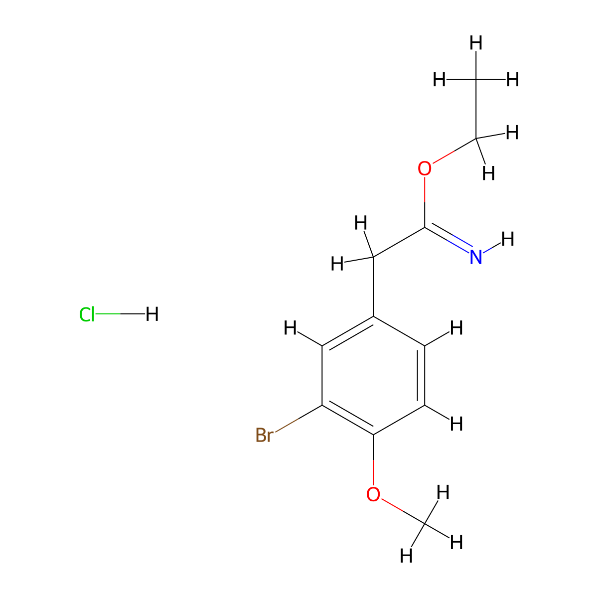 Ethyl 2-(3-bromo-4-methoxyphenyl)ethanimidate;hydrochloride molecular structure, CAS 37946-43-3