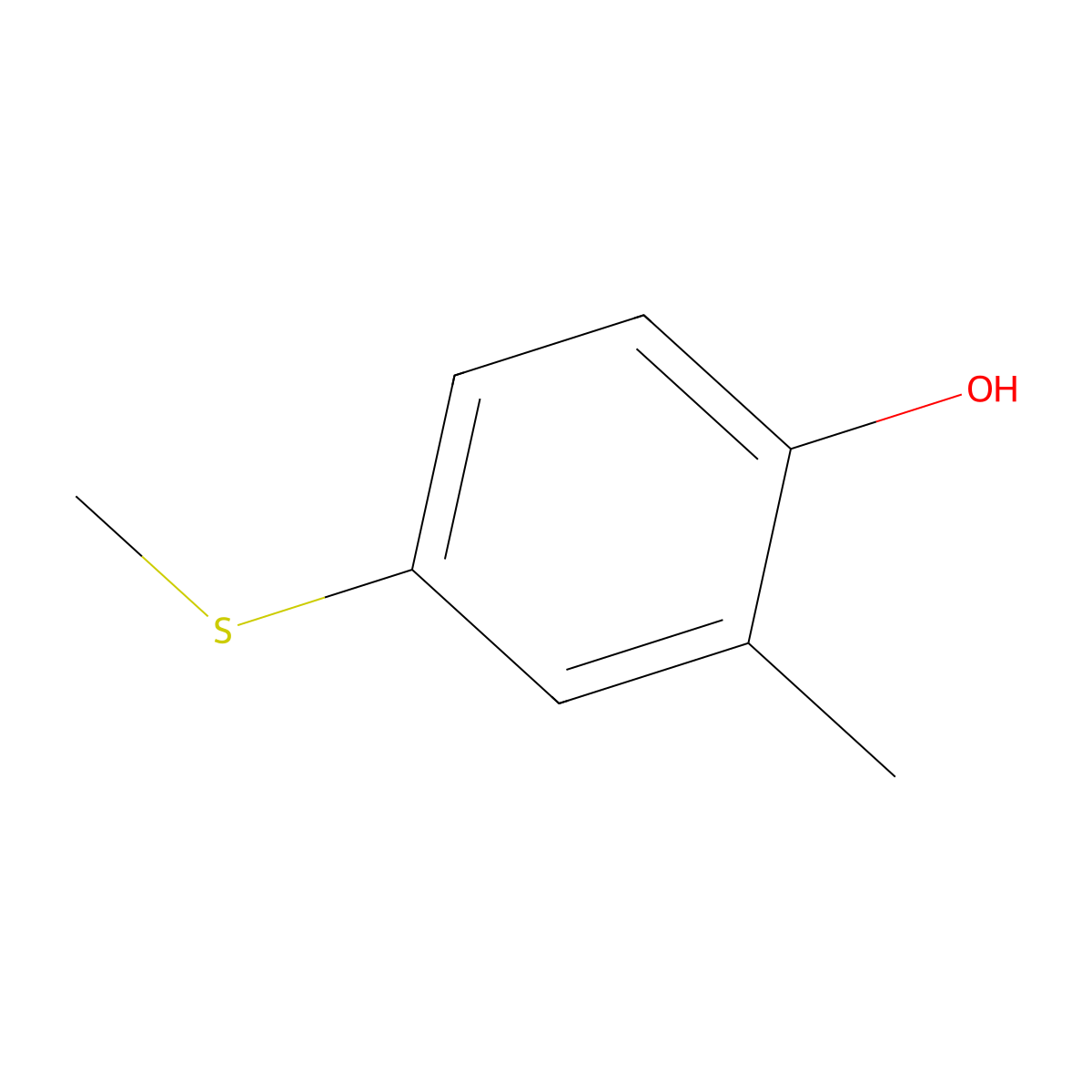 2-Methyl-4-(methylsulfanyl)phenol molecular structure, CAS 3795-76-4