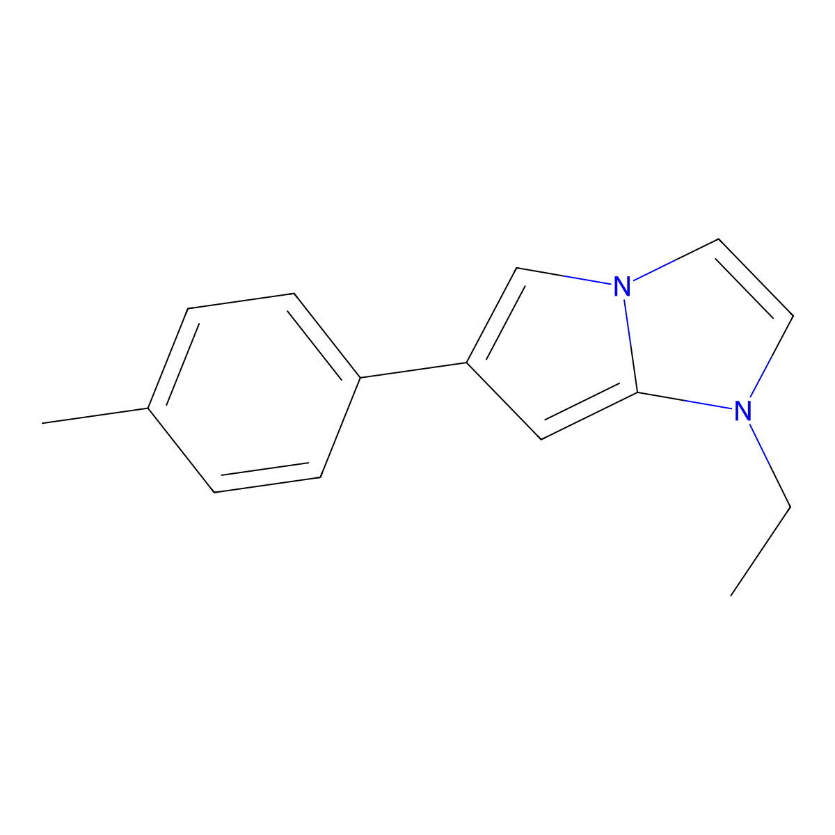 1H-Pyrrolo(1,2-a)imidazole, 1-ethyl-6-(p-tolyl)- molecular structure, CAS 37959-37-8