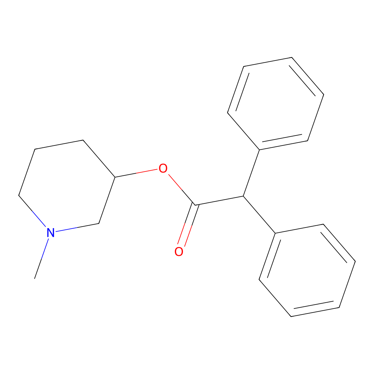 1-Methylpiperidin-3-yl diphenylacetate molecular structure, CAS 37963-15-8