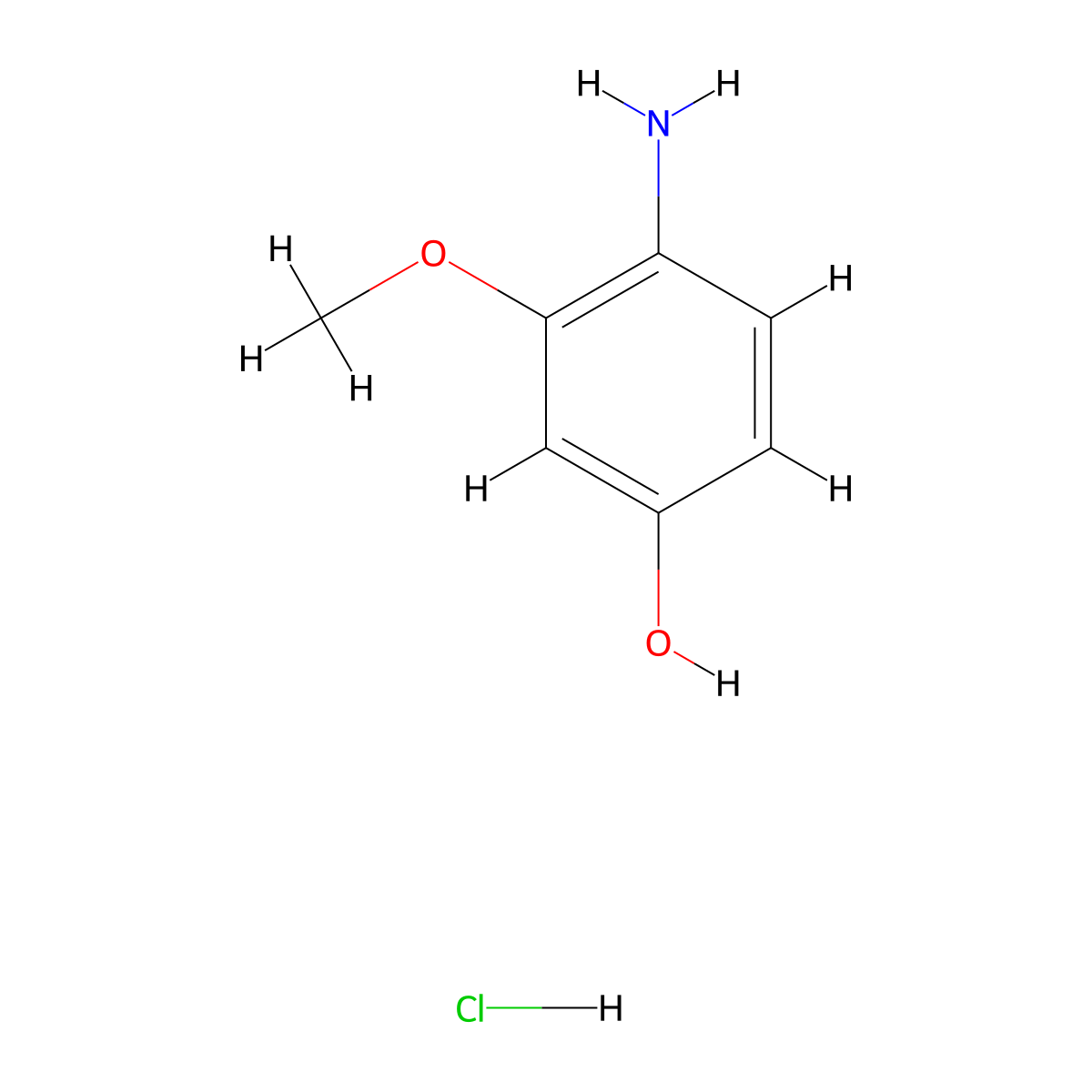 4-Amino-3-methoxyphenol hydrochloride molecular structure, CAS 37966-57-7