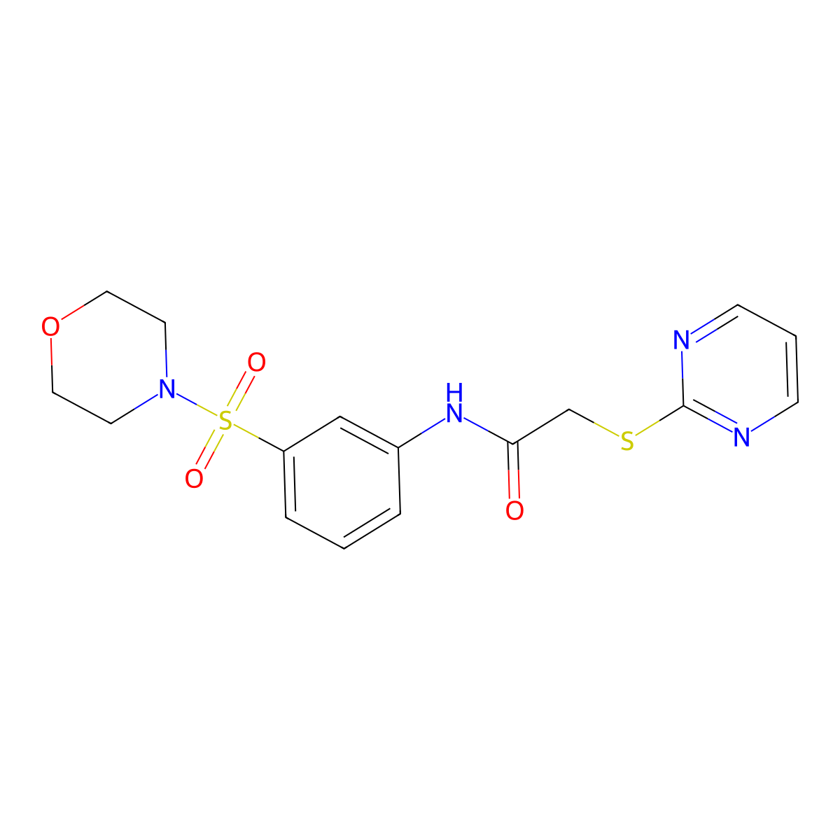 N-(3-morpholin-4-ylsulfonylphenyl)-2-pyrimidin-2-ylsulfanylacetamide molecular structure, CAS 379695-36-0