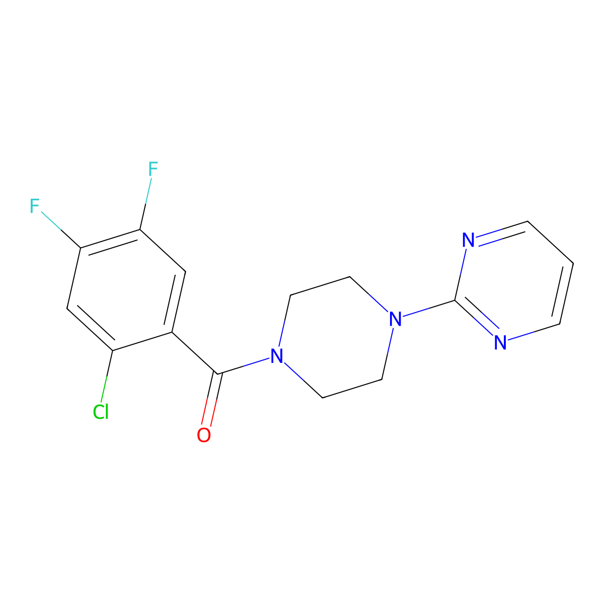 2-[4-(2-Chloro-4,5-difluorobenzoyl)piperazin-1-yl]pyrimidine molecular structure, CAS 379697-90-2
