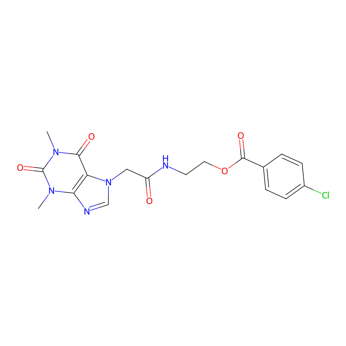 2-(2-(1,3-Dimethyl-2,6-dioxo-1,2,3,6-tetrahydro-7H-purin-7-yl)acetamido)ethyl 4-chlorobenzoate molecular structure, CAS 379699-19-1