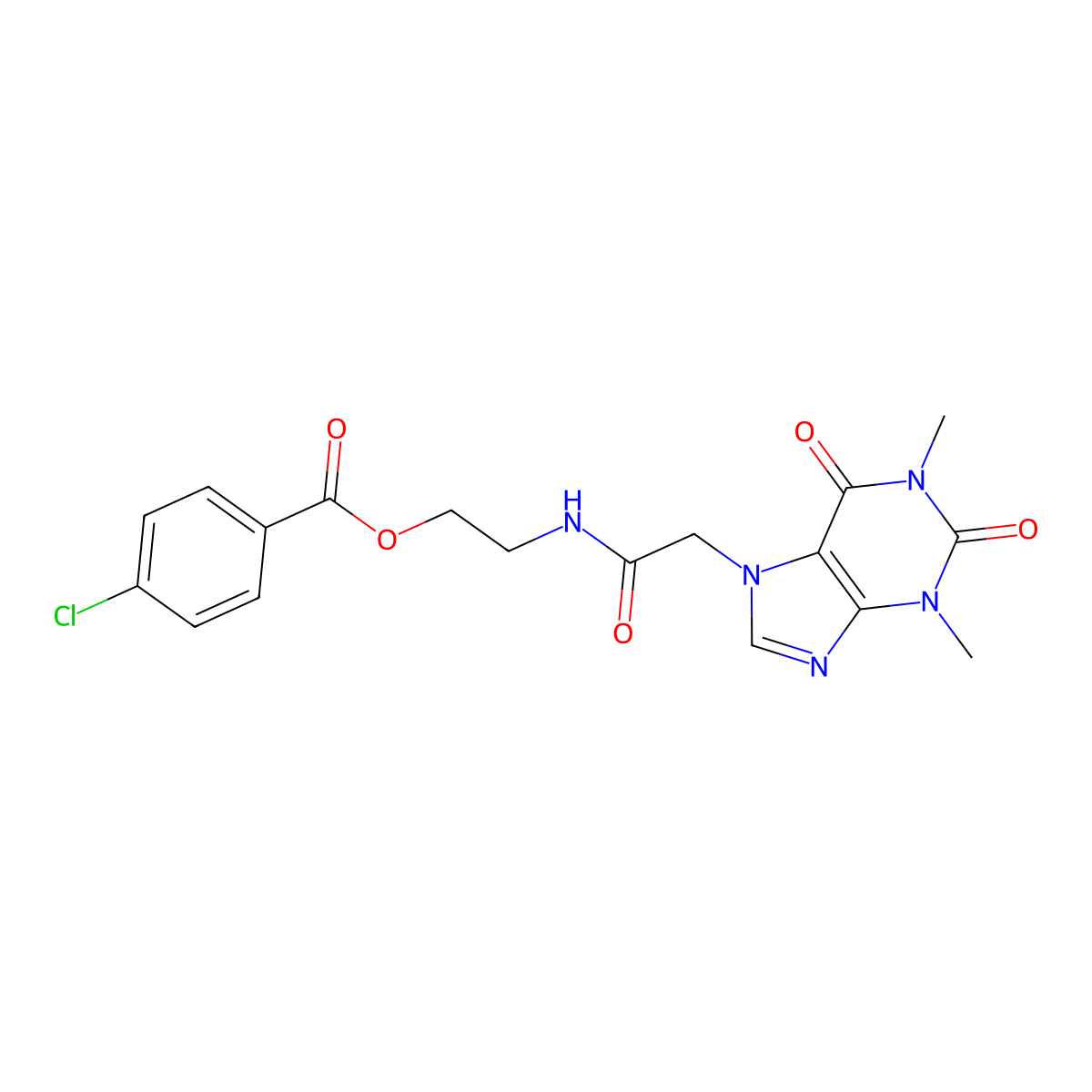 2-(2-(1,3-Dimethyl-2,6-dioxo-1,2,3,6-tetrahydro-7H-purin-7-yl)acetamido)ethyl 4-chlorobenzoate molecular structure, CAS 379699-19-1