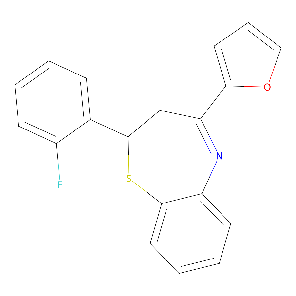 2-(2-Fluorophenyl)-4-(furan-2-yl)-2,3-dihydro-1,5-benzothiazepine molecular structure, CAS 379701-26-5