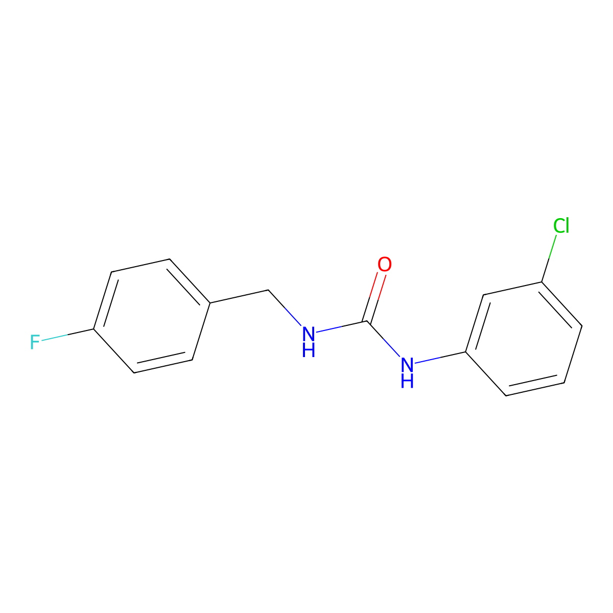 1-(3-Chlorophenyl)-3-[(4-fluorophenyl)methyl]urea molecular structure, CAS 379701-42-5