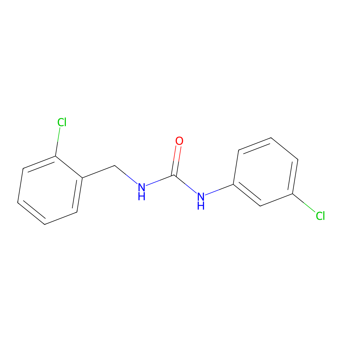 1-(3-Chlorophenyl)-3-[(2-chlorophenyl)methyl]urea molecular structure, CAS 379701-44-7
