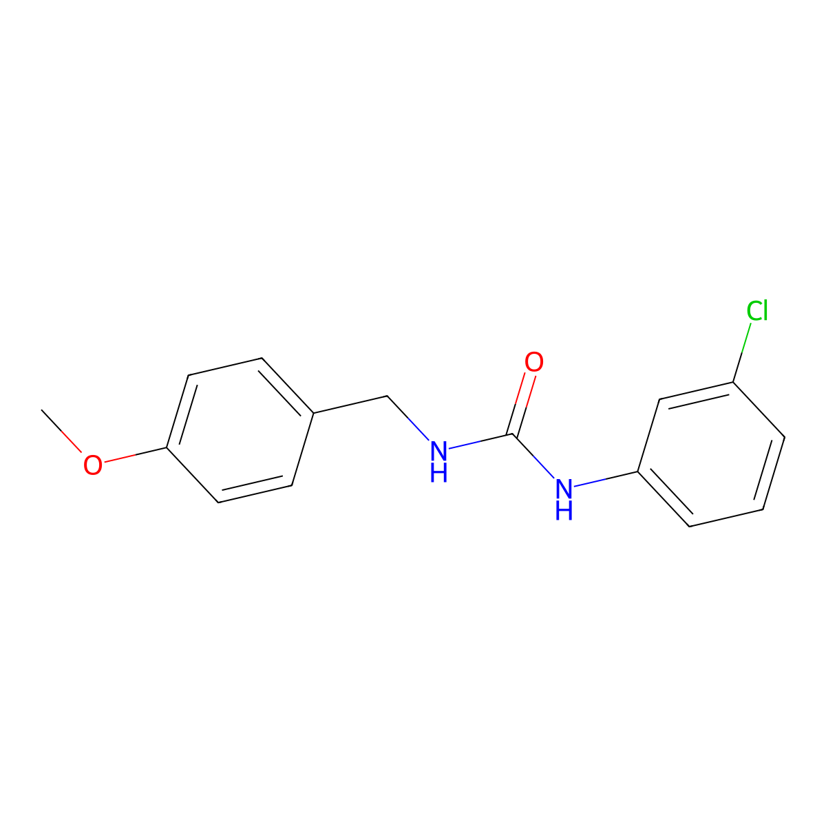 N-(3-Chlorophenyl)-N'-((4-methoxyphenyl)methyl)urea molecular structure, CAS 379701-45-8