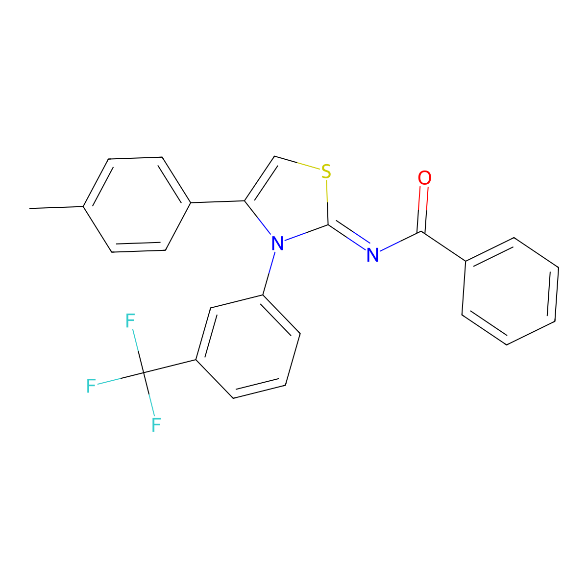 (Z)-N-(4-(p-tolyl)-3-(3-(trifluoromethyl)phenyl)thiazol-2(3H)-ylidene)benzamide molecular structure, CAS 379704-69-5