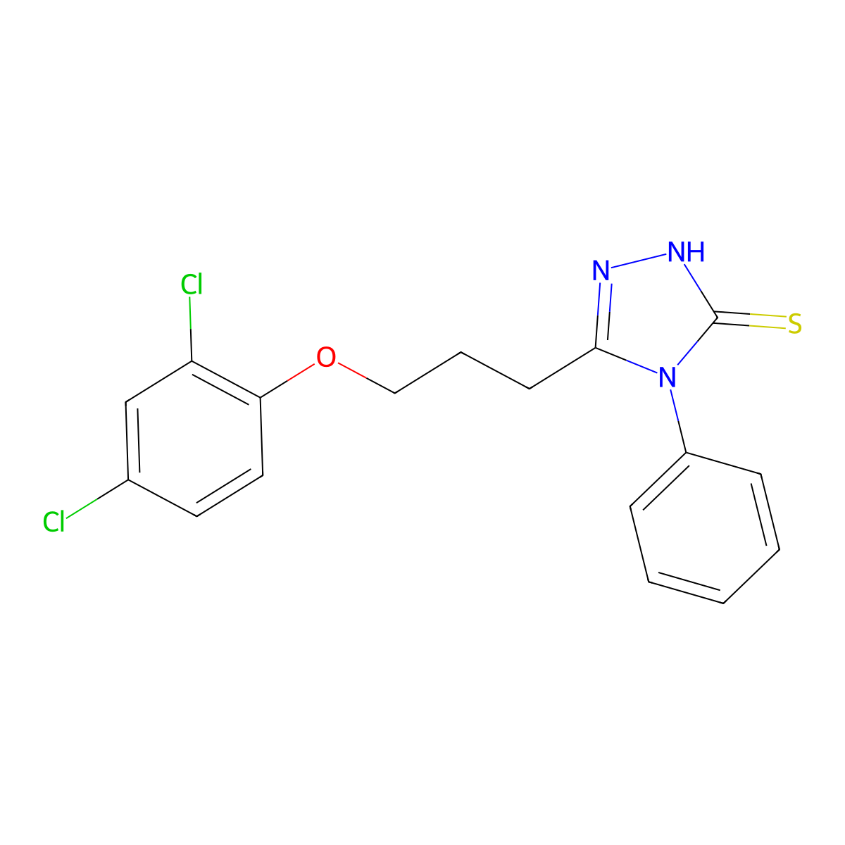 5-[3-(2,4-Dichlorophenoxy)propyl]-4-phenyl-4H-1,2,4-triazole-3-thiol molecular structure, CAS 379704-78-6