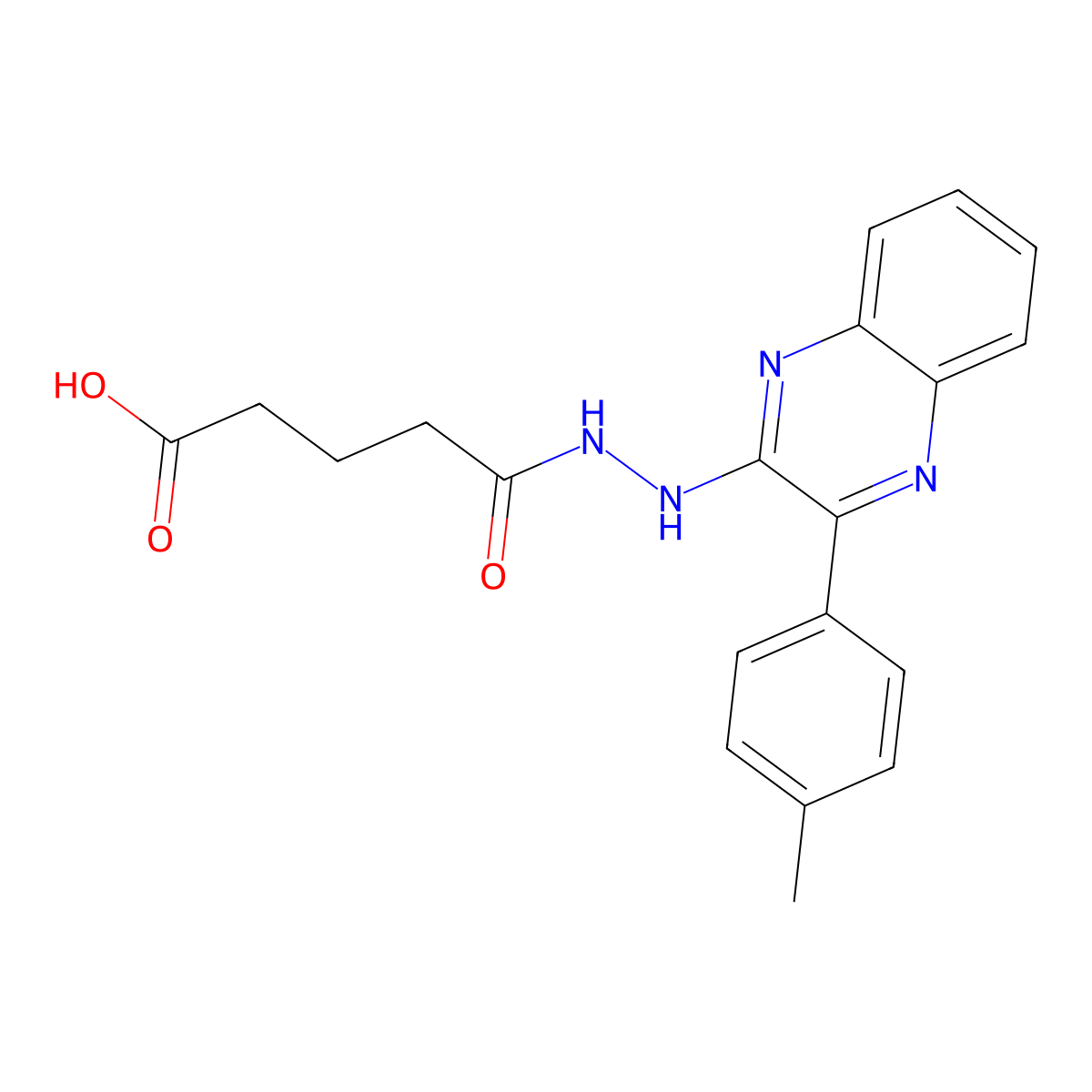 5-Oxo-5-(2-(3-(p-tolyl)quinoxalin-2-yl)hydrazinyl)pentanoic acid molecular structure, CAS 379707-51-4