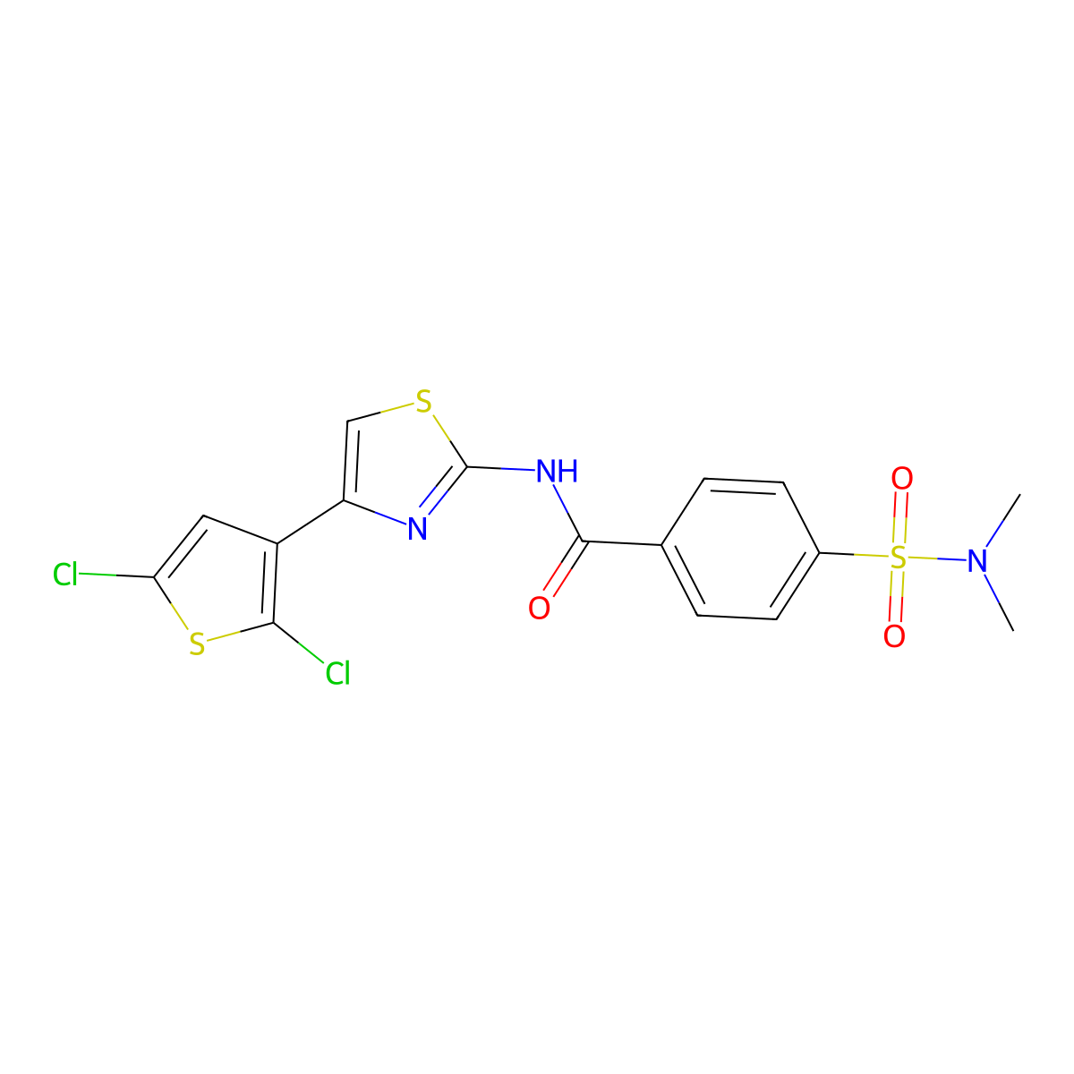 N-[4-(2,5-dichlorothiophen-3-yl)-1,3-thiazol-2-yl]-4-(dimethylsulfamoyl)benzamide molecular structure, CAS 379707-57-0
