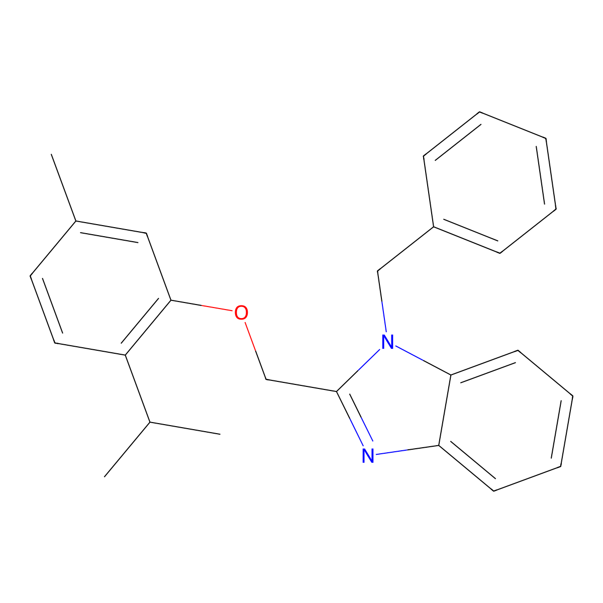 1-Benzyl-2-[(5-methyl-2-propan-2-ylphenoxy)methyl]benzimidazole molecular structure, CAS 379707-61-6