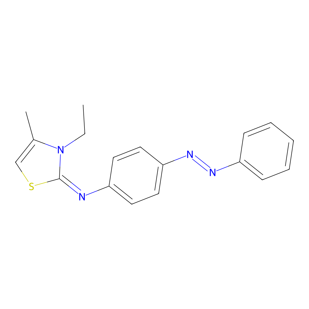 Benzenamine, N-(3-ethyl-4-methyl-2(3H)-thiazolylidene)-4-(2-phenyldiazenyl)- molecular structure, CAS 379708-46-0