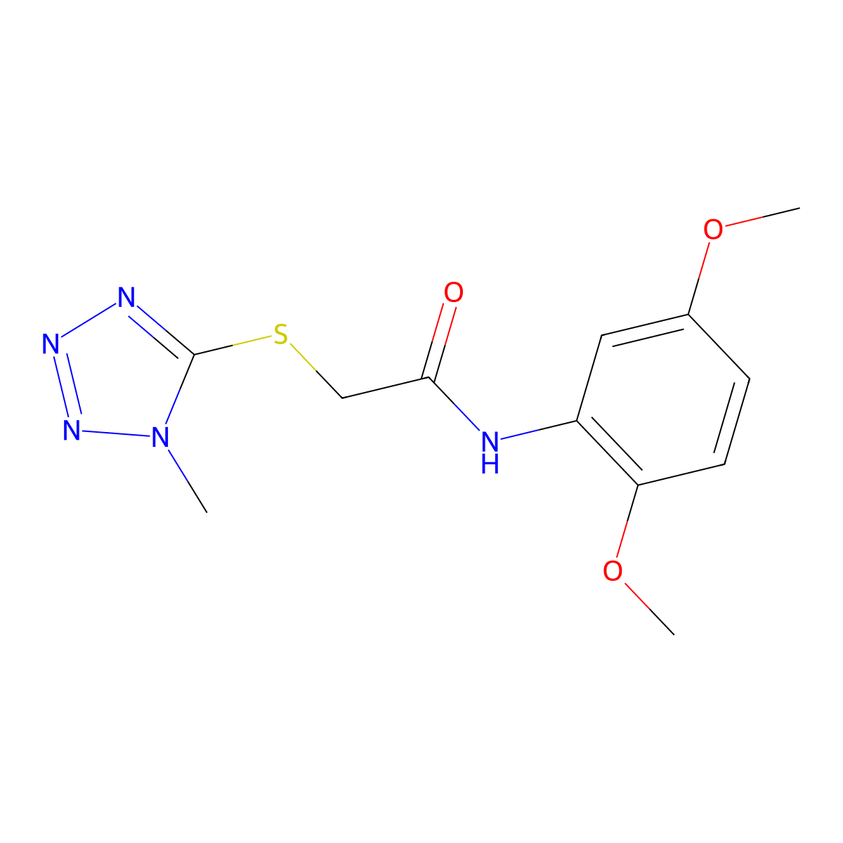 N-(2,5-dimethoxyphenyl)-2-(1-methyltetrazol-5-yl)sulfanylacetamide molecular structure, CAS 379710-29-9