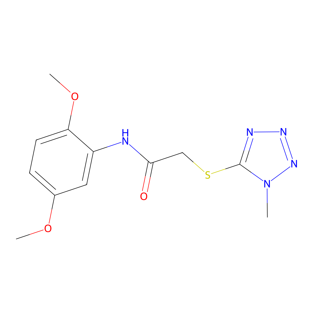 N-(2,5-dimethoxyphenyl)-2-(1-methyltetrazol-5-yl)sulfanylacetamide molecular structure, CAS 379710-29-9