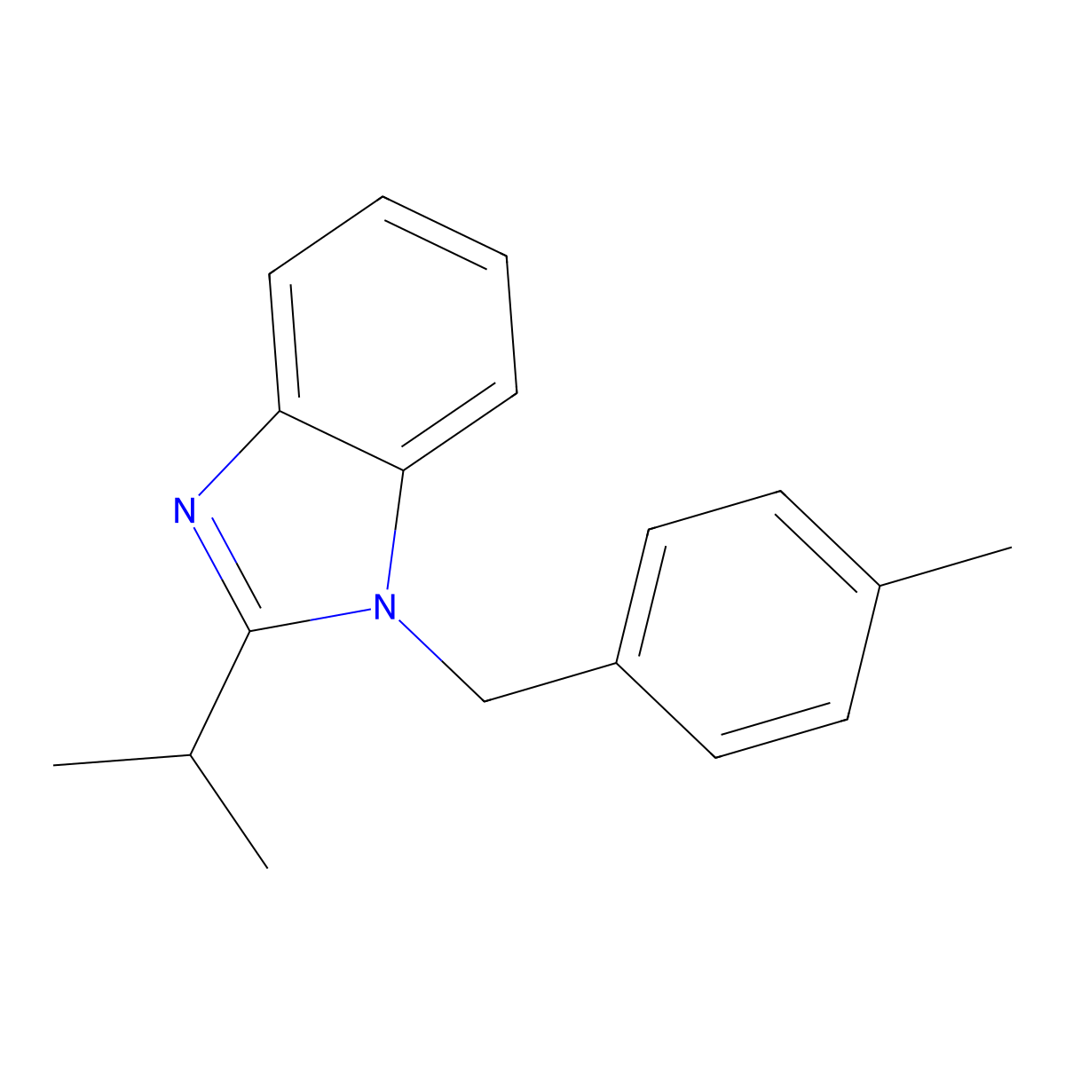 1-[(4-methylphenyl)methyl]-2-(propan-2-yl)-1H-1,3-benzodiazole molecular structure, CAS 379712-26-2