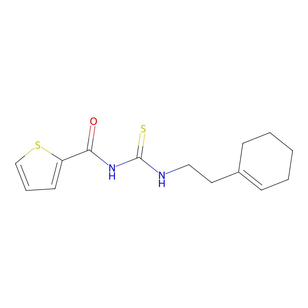 N-[2-(cyclohexen-1-yl)ethylcarbamothioyl]thiophene-2-carboxamide molecular structure, CAS 379713-57-2