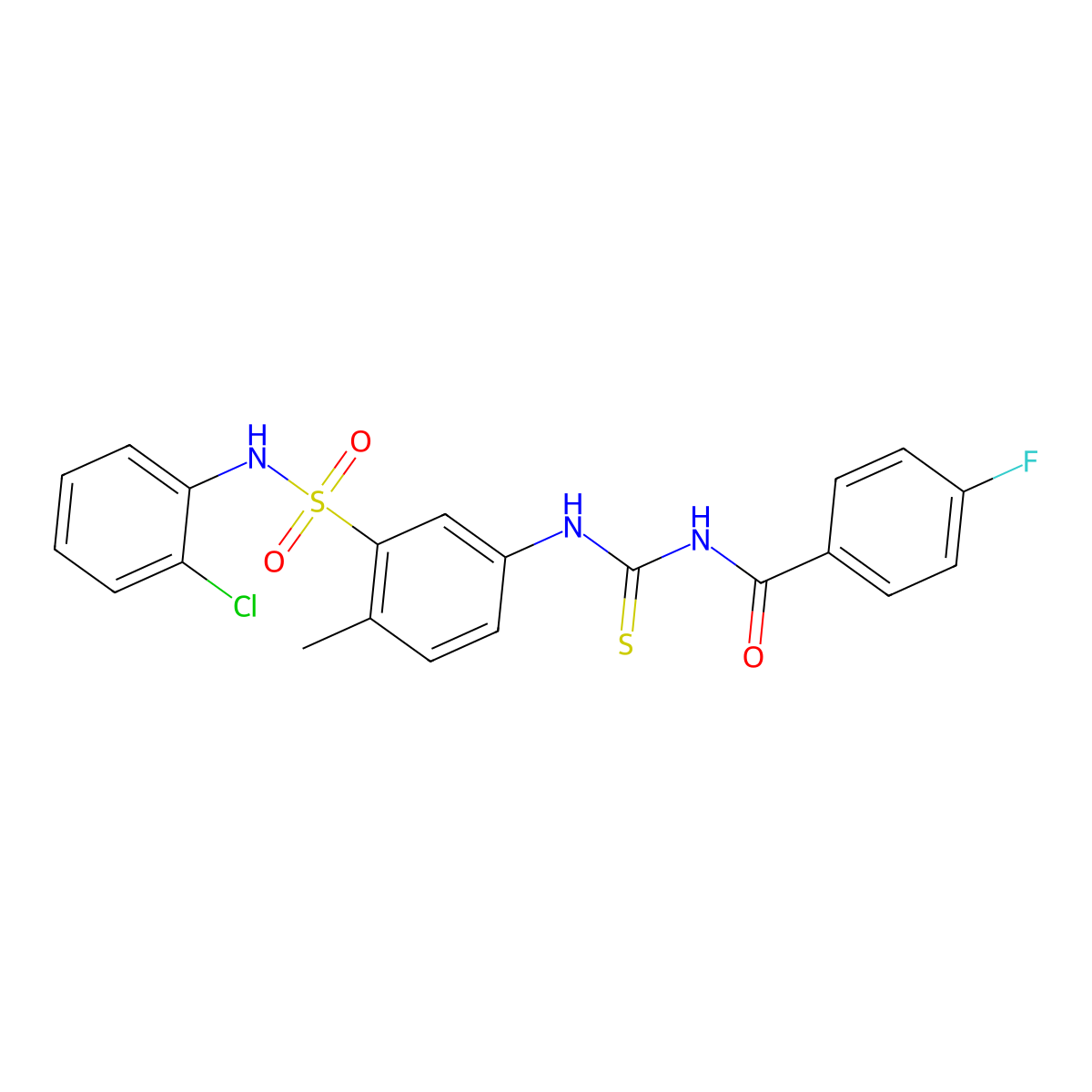 N-((3-(N-(2-Chlorophenyl)sulfamoyl)-4-methylphenyl)carbamothioyl)-4-fluorobenzamide molecular structure, CAS 379713-58-3