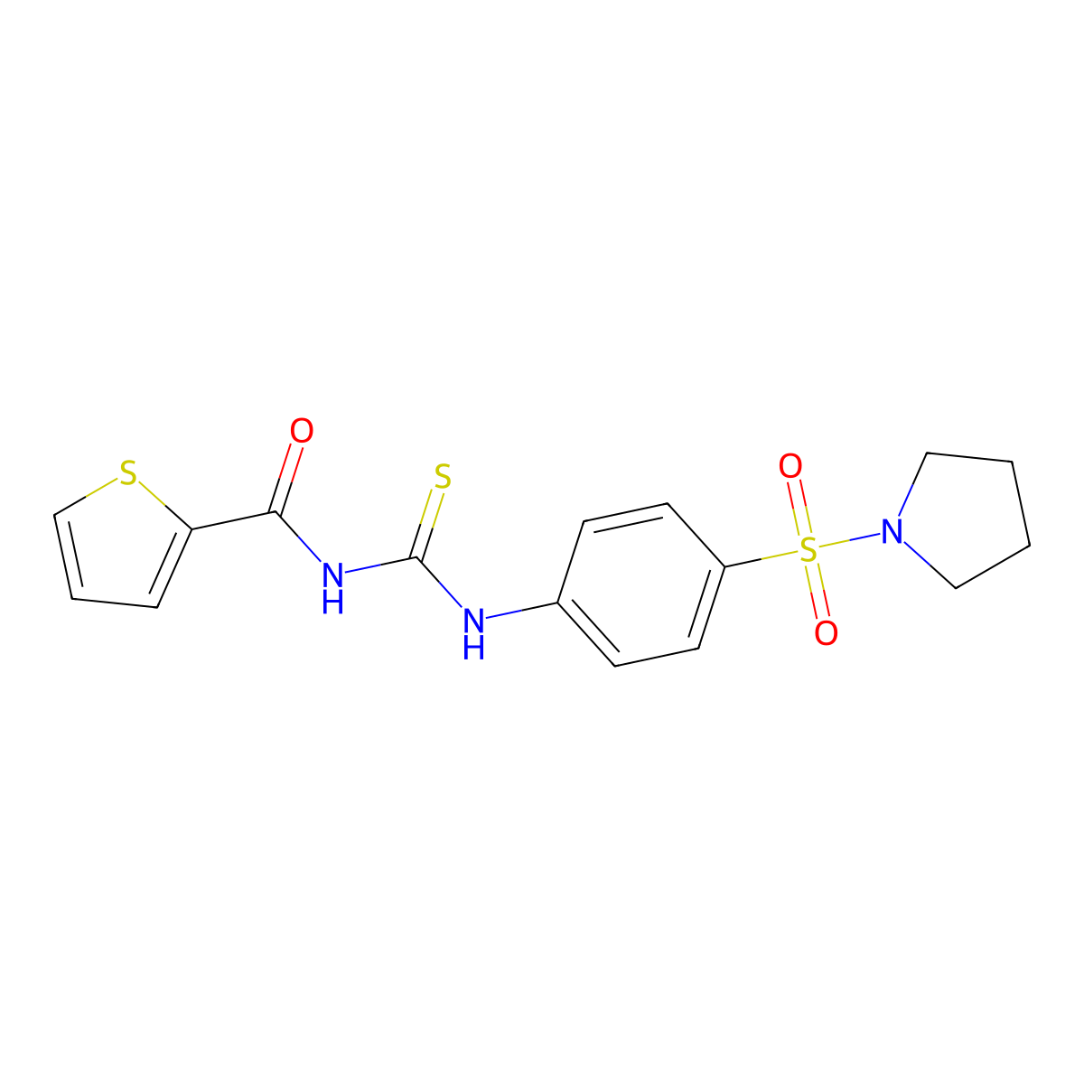 N-((4-(pyrrolidin-1-ylsulfonyl)phenyl)carbamothioyl)thiophene-2-carboxamide molecular structure, CAS 379714-26-8