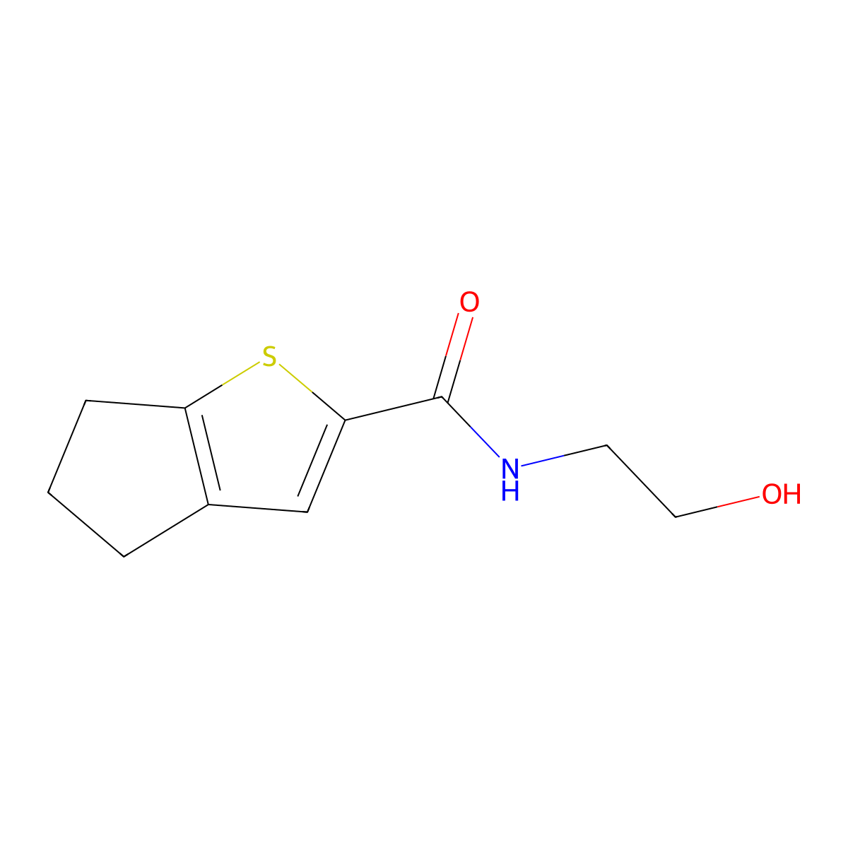 N-(2-hydroxyethyl)-4H,5H,6H-cyclopenta[b]thiophene-2-carboxamide molecular structure, CAS 379715-14-7