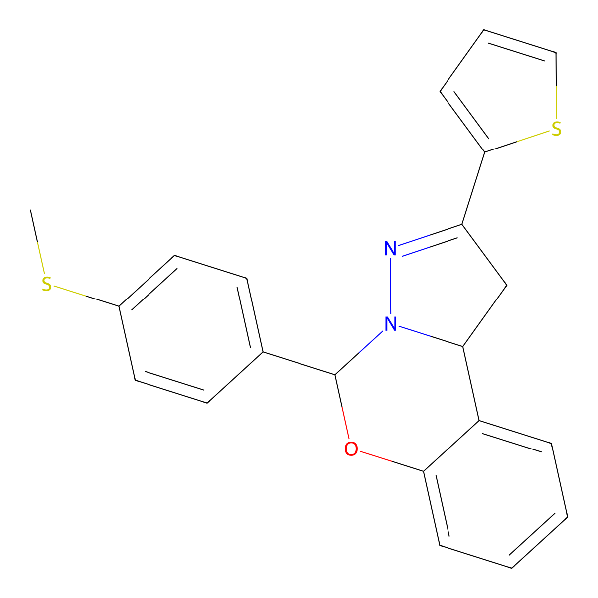 5-[4-(Methylsulfanyl)phenyl]-2-(thiophen-2-yl)-1,10b-dihydropyrazolo[1,5-c][1,3]benzoxazine molecular structure, CAS 379722-80-2