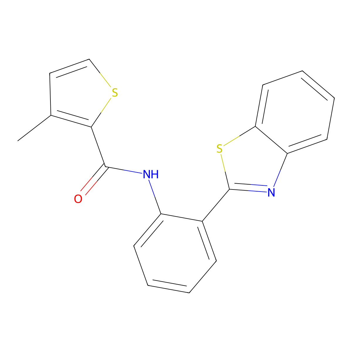 N-[2-(1,3-benzothiazol-2-yl)phenyl]-3-methylthiophene-2-carboxamide molecular structure, CAS 379724-23-9