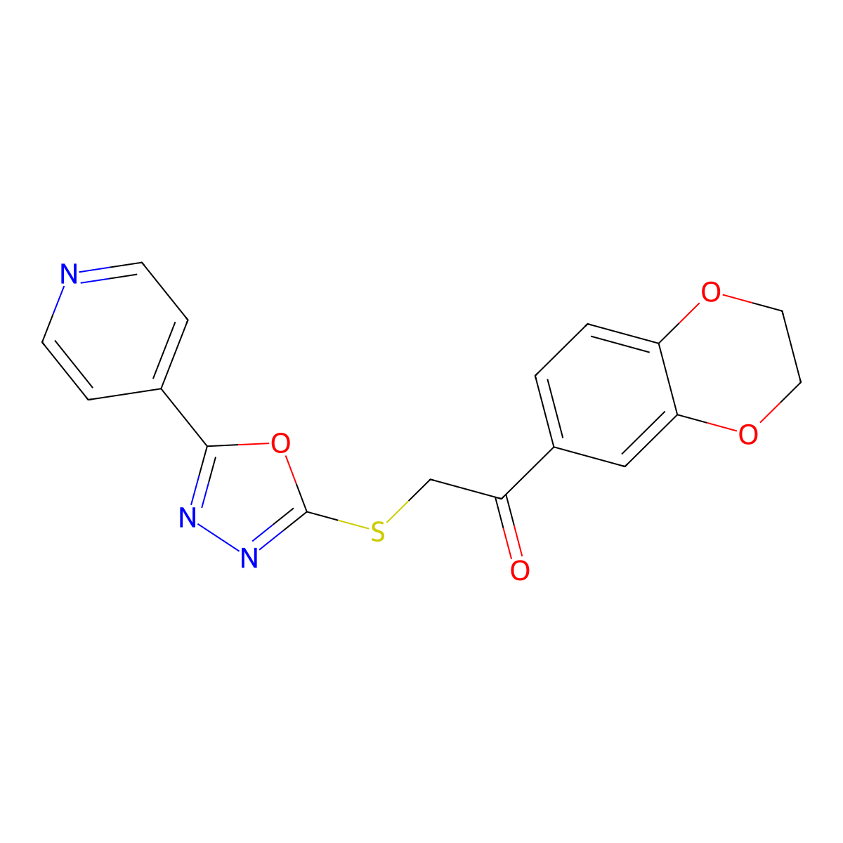 1-(2,3-Dihydro-1,4-benzodioxin-6-yl)-2-[(5-pyridin-4-yl-1,3,4-oxadiazol-2-yl)sulfanyl]ethanone molecular structure, CAS 379724-52-4