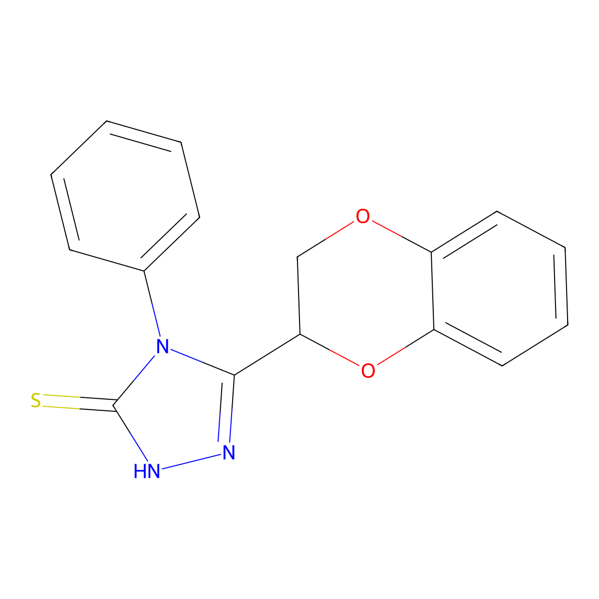 5-(2,3-dihydro-1,4-benzodioxin-2-yl)-4-phenyl-4H-1,2,4-triazole-3-thiol molecular structure, CAS 379725-33-4