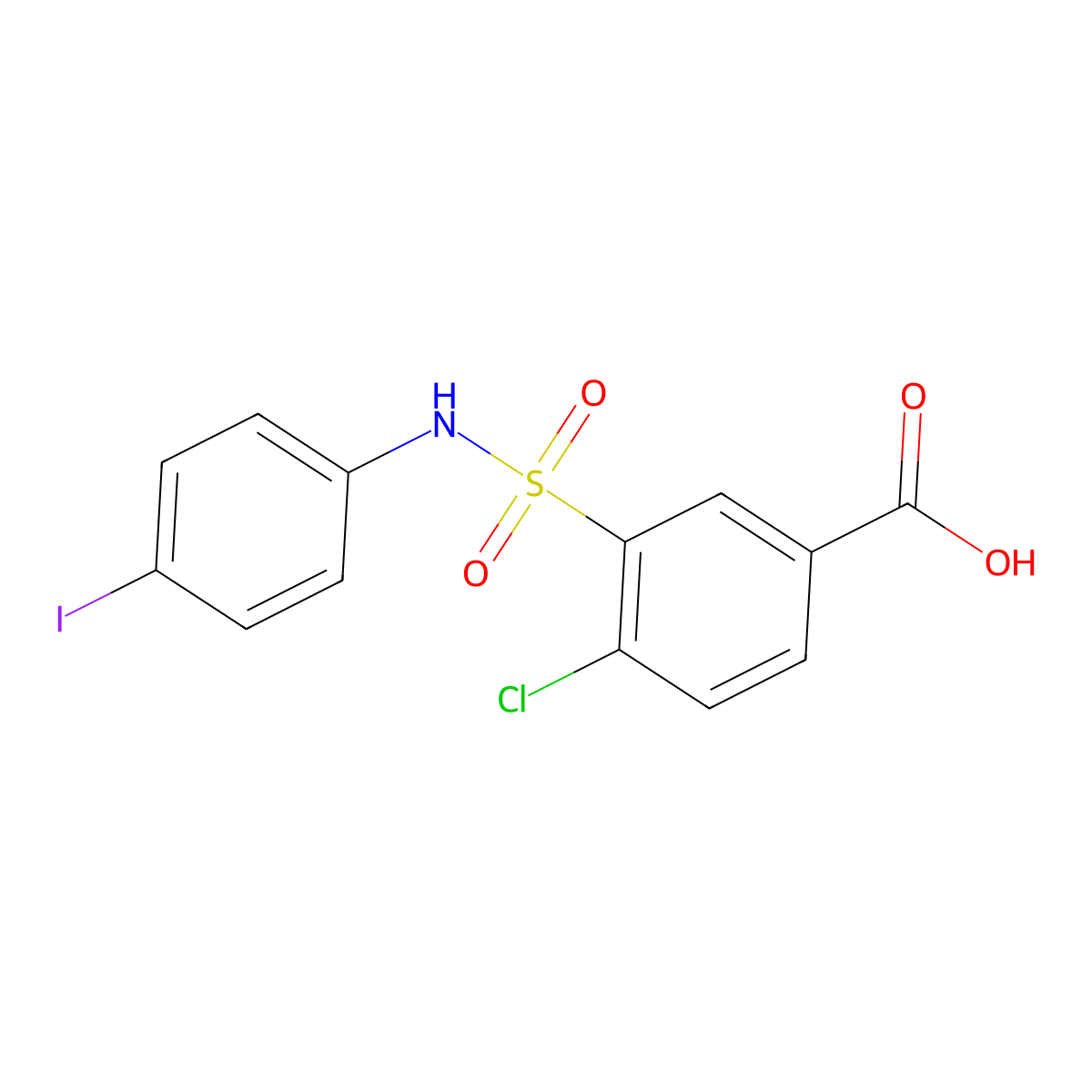 4-chloro-3-[(4-iodophenyl)sulfamoyl]benzoic Acid molecular structure, CAS 379725-42-5
