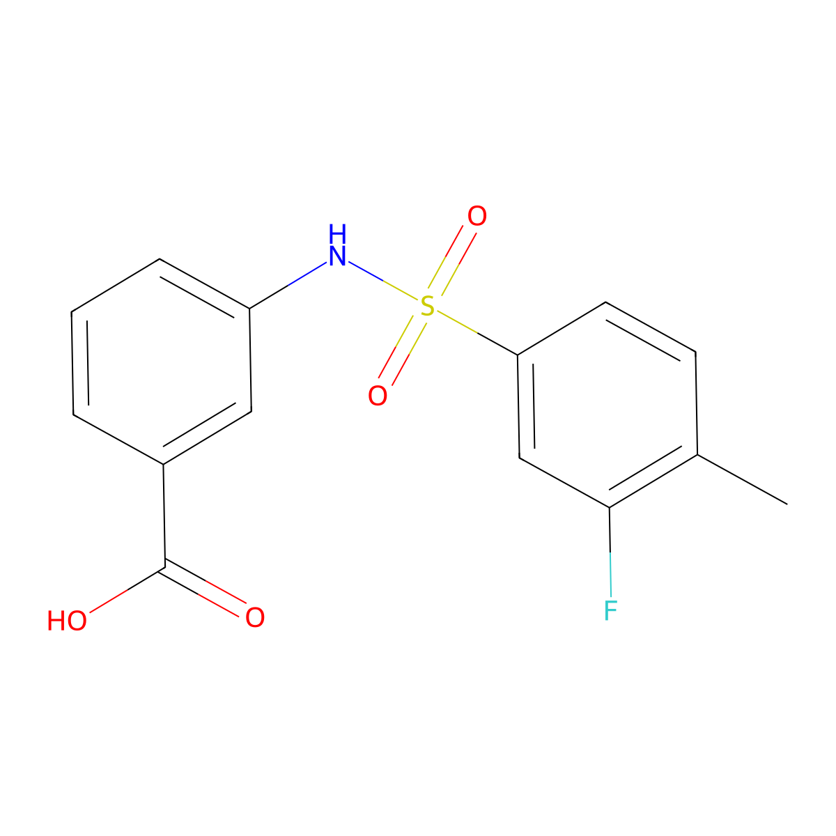 3-(3-Fluoro-4-methylbenzenesulfonamido)benzoic acid molecular structure, CAS 379725-45-8