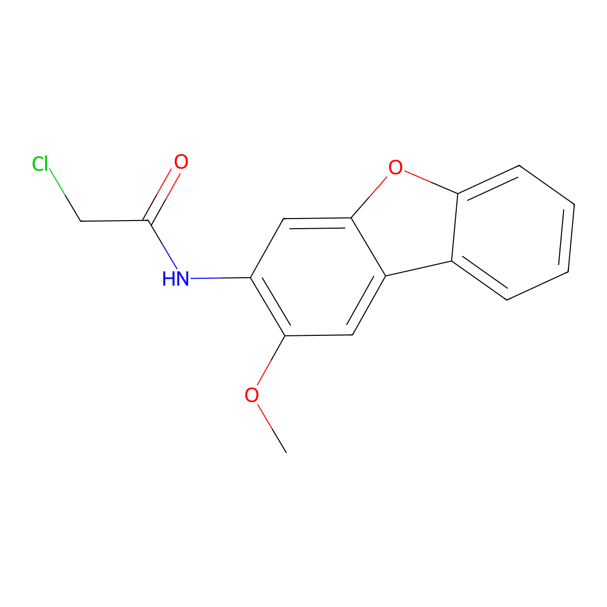2-Chloro-N-(2-methoxy-dibenzofuran-3-yl)-acetamide molecular structure, CAS 379726-31-5
