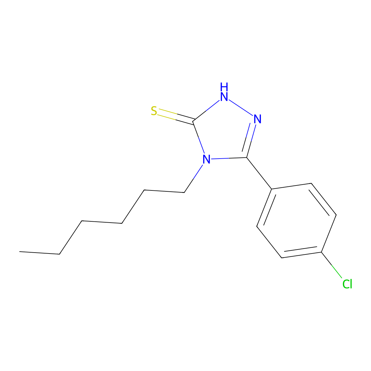 5-(4-chlorophenyl)-4-hexyl-4H-1,2,4-triazole-3-thiol molecular structure, CAS 379726-37-1
