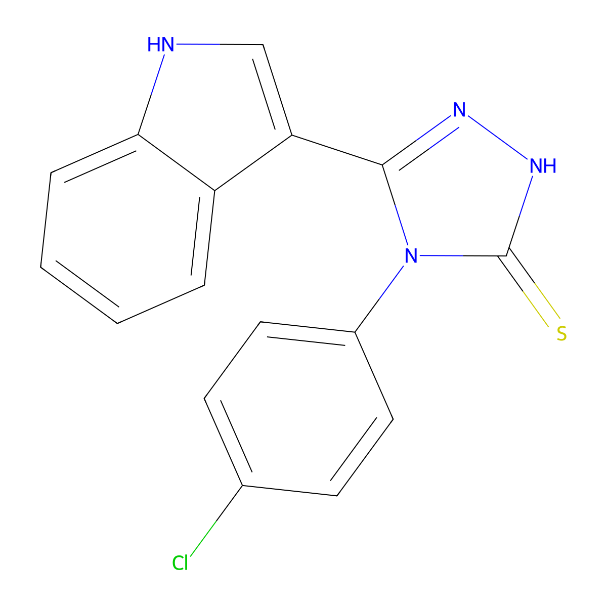 4-(4-chlorophenyl)-5-(1H-indol-3-yl)-4H-1,2,4-triazole-3-thiol molecular structure, CAS 379726-42-8