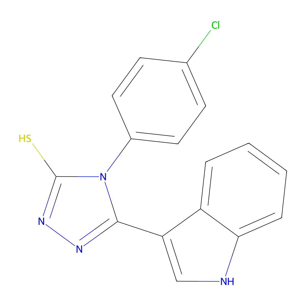4-(4-chlorophenyl)-5-(1H-indol-3-yl)-4H-1,2,4-triazole-3-thiol molecular structure, CAS 379726-42-8