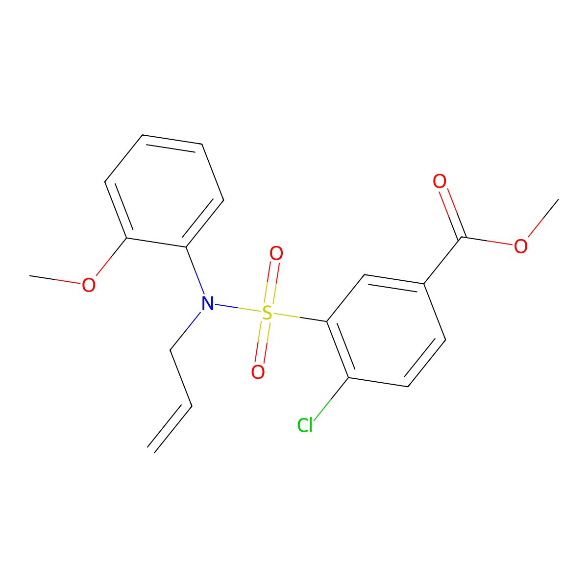 Methyl 4-chloro-3-[(2-methoxyphenyl)(prop-2-en-1-yl)sulfamoyl]benzoate molecular structure, CAS 379726-51-9