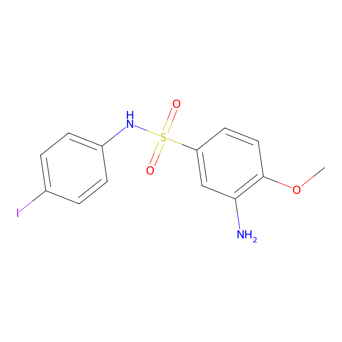 3-amino-N-(4-iodophenyl)-4-methoxybenzene-1-sulfonamide molecular structure, CAS 379726-54-2