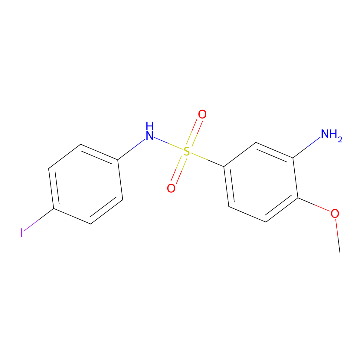 3-amino-N-(4-iodophenyl)-4-methoxybenzene-1-sulfonamide molecular structure, CAS 379726-54-2
