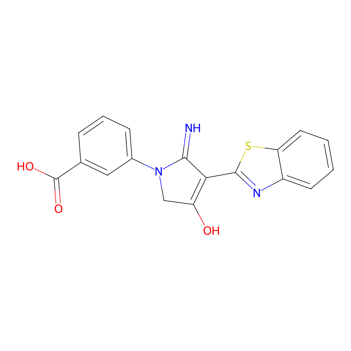 3-[5-amino-4-(1,3-benzothiazol-2-yl)-3-oxo-2,3-dihydro-1H-pyrrol-1-yl]benzoic acid molecular structure, CAS 379726-61-1
