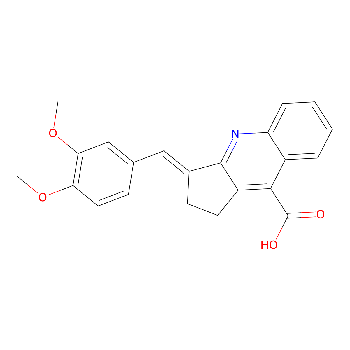 3-[(3,4-dimethoxyphenyl)methylidene]-1H,2H,3H-cyclopenta[b]quinoline-9-carboxylic acid molecular structure, CAS 379726-67-7