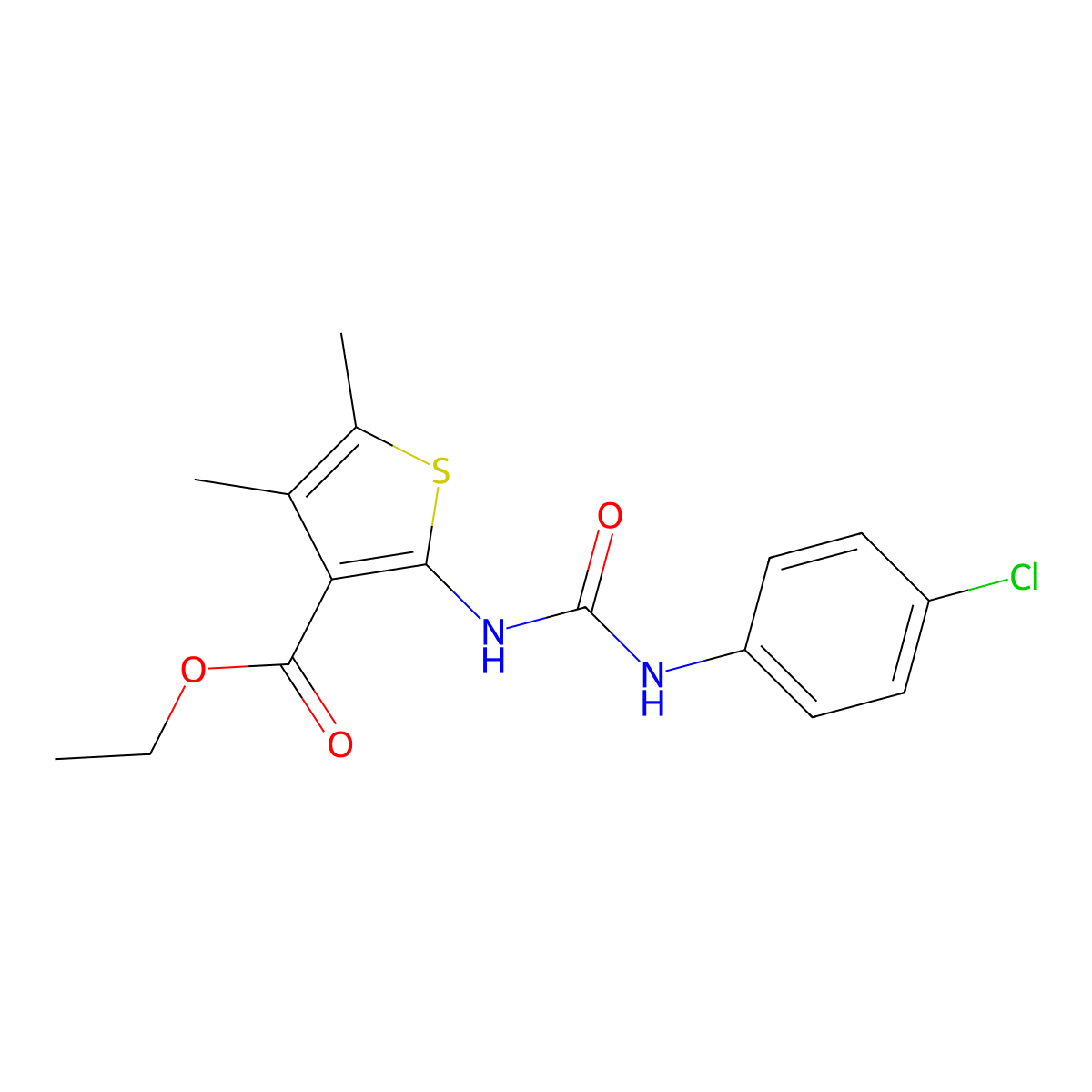 Ethyl 2-(3-(4-chlorophenyl)ureido)-4,5-dimethylthiophene-3-carboxylate molecular structure, CAS 379727-14-7