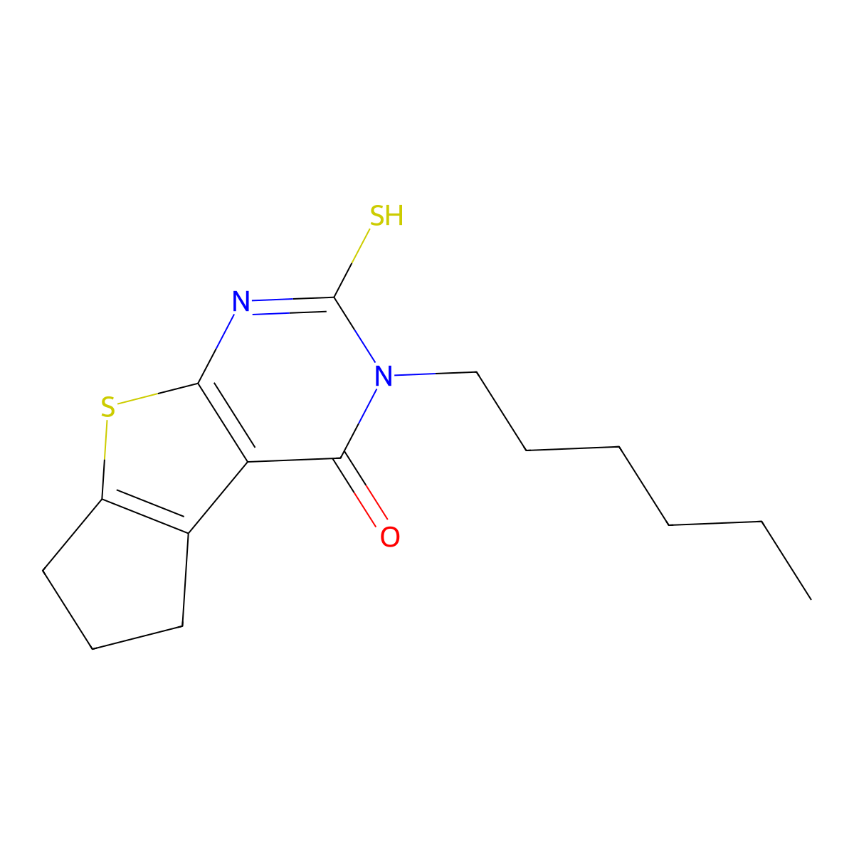 11-Hexyl-10-sulfanyl-7-thia-9,11-diazatricyclo[6.4.0.0,2,6]dodeca-1(8),2(6),9-trien-12-one molecular structure, CAS 379727-27-2