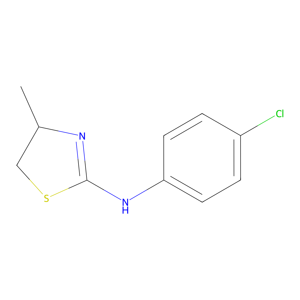 N-(4-chlorophenyl)-4-methyl-4,5-dihydro-1,3-thiazol-2-amine molecular structure, CAS 379728-04-8
