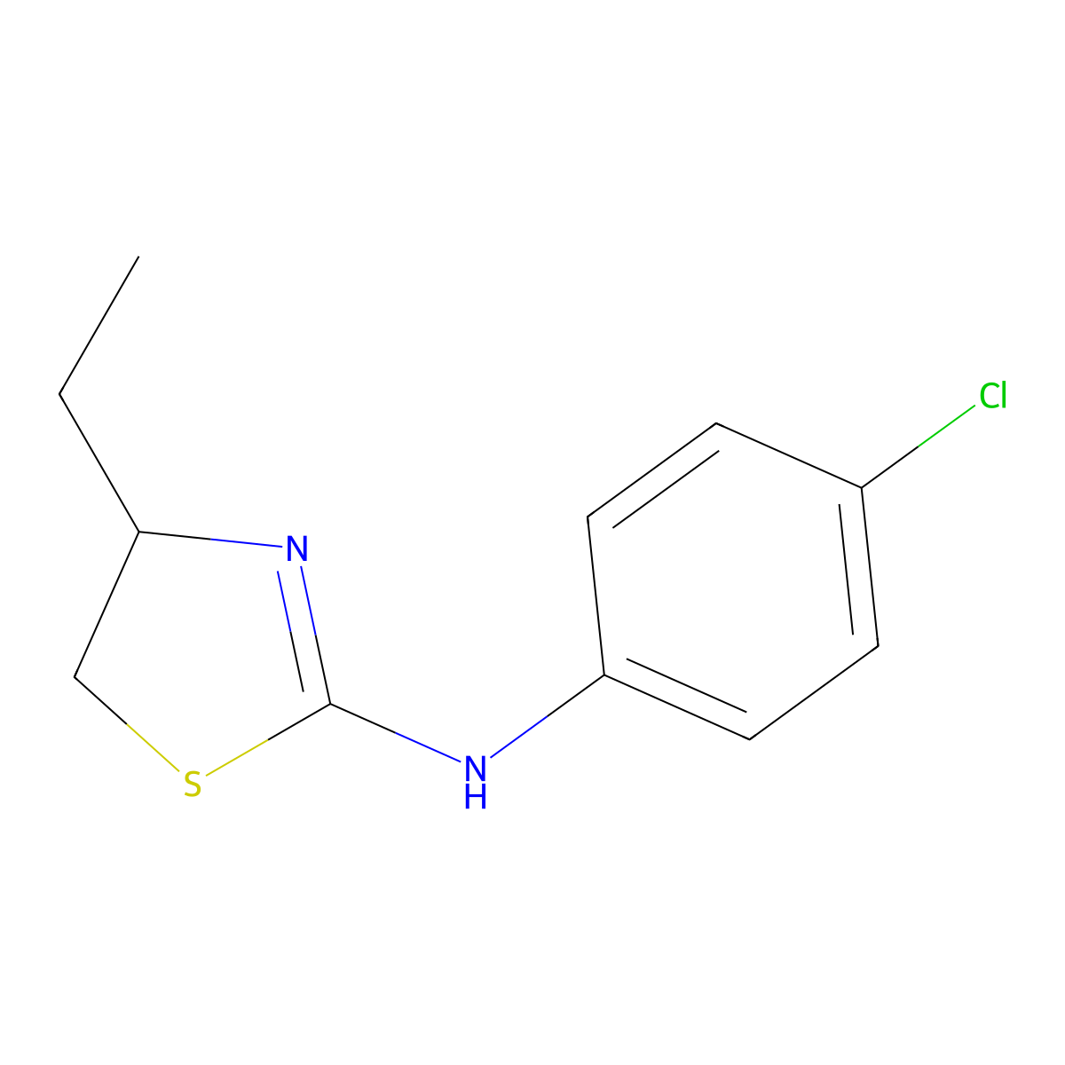 N-(4-chlorophenyl)-4-ethyl-4,5-dihydro-1,3-thiazol-2-amine molecular structure, CAS 379728-05-9